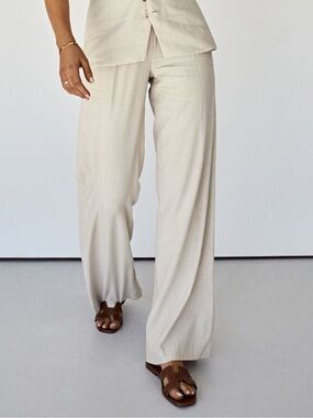 Meshki Linen Blend Wide Leg Pants Size Small